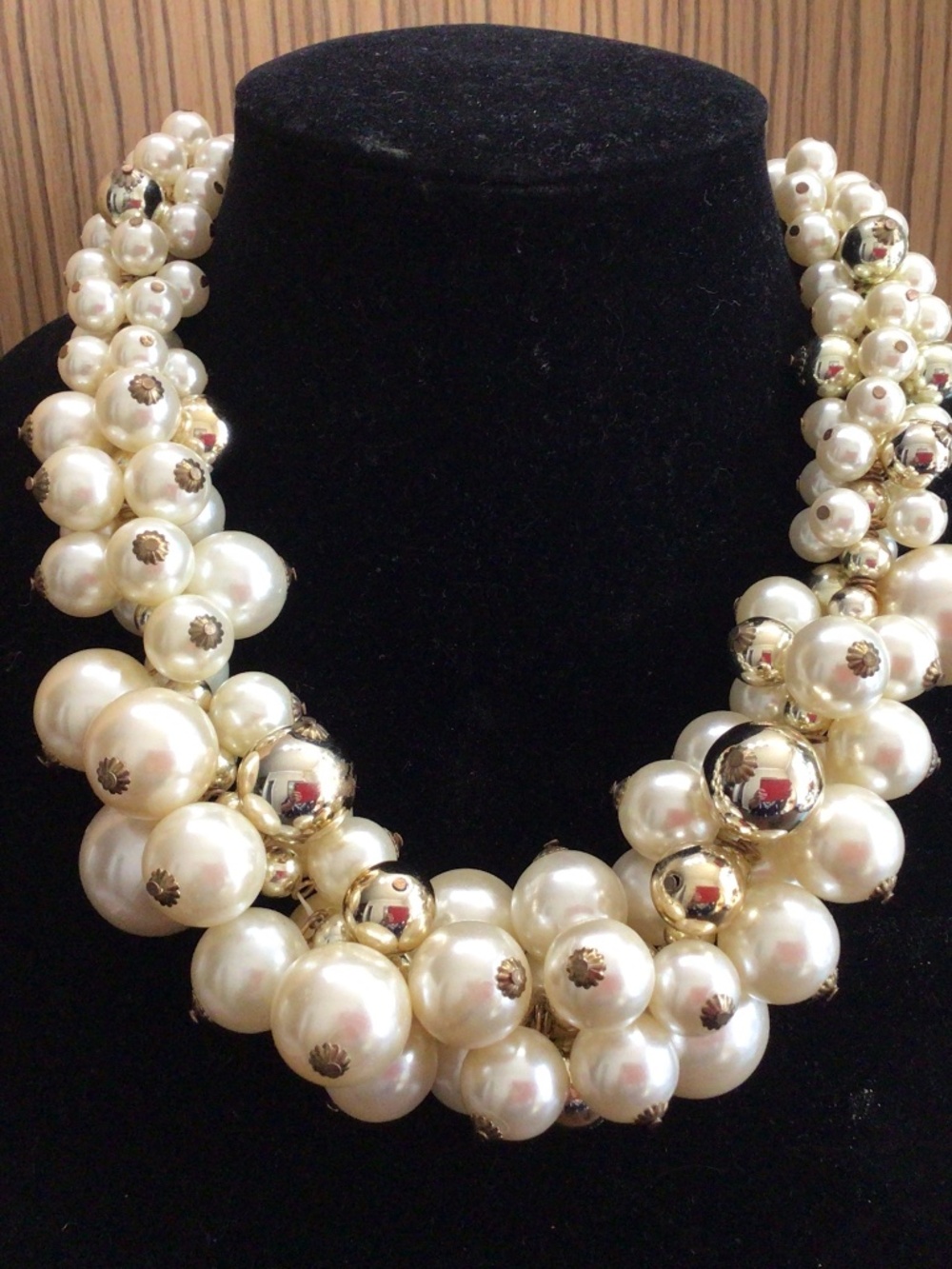 Banana Republic, very large pearl and gold tone beaded necklace. Great shape.